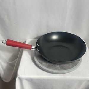 IMUSA 12” Nonstick Wok Fry Pan Red Handle Black Interior Skillet